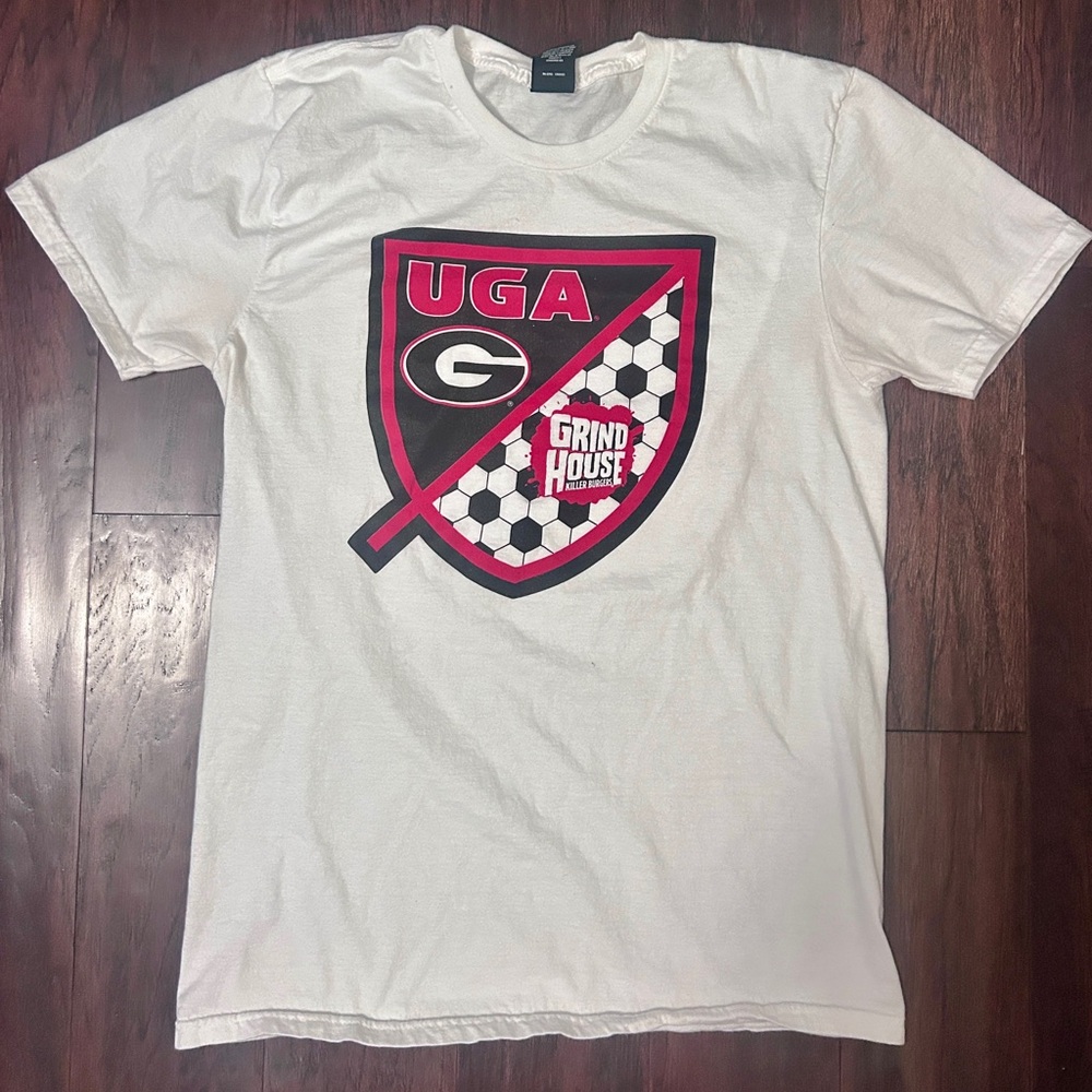 Hanes White Perfect-T University of Georgia Crewneck Tee